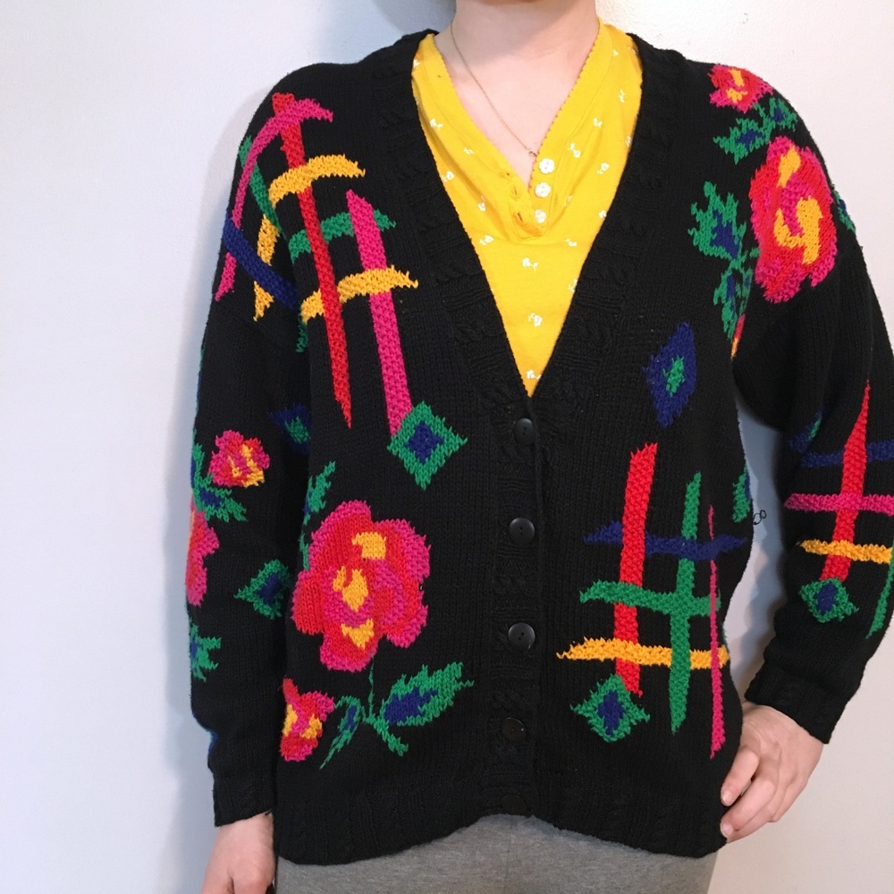 Vintage IZOD hand Knit Retro Sweater, M - Picture 3 of 6